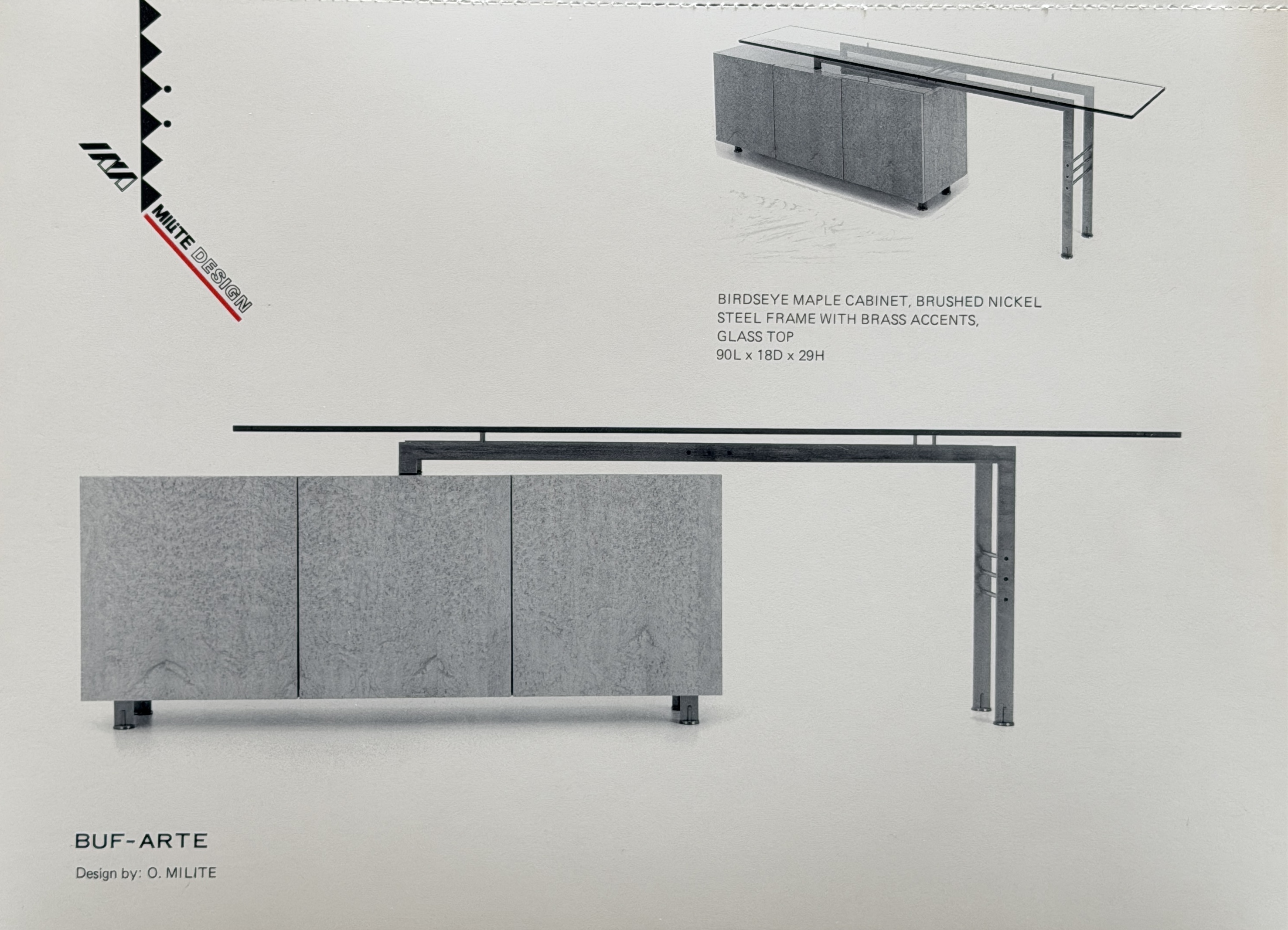 BUF-ARTE sideboard by Milite Design, birdseye maple with brass accents
