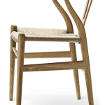 CH24 Wishbone Chair side view in oak, oil finish with natural papercord seat