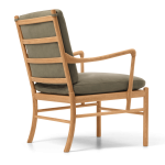 OW149 Colonial Chair side view in oiled oak with Jade upholstery by Ole Wanscher