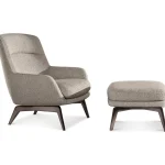 Minotti Belt lounge armchair with ottoman, beige